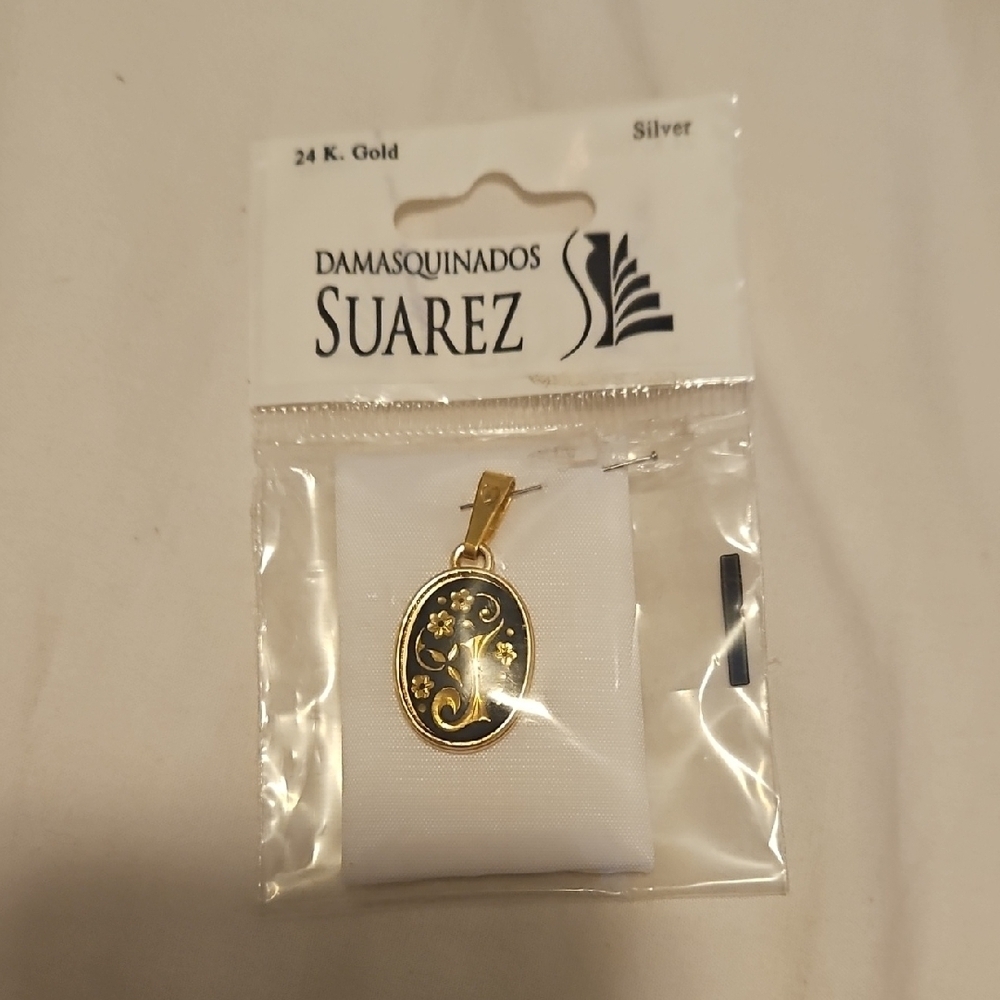 Gold and Blue J Pendant